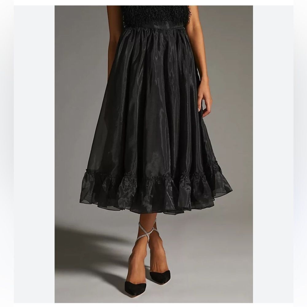 Anthropologie Geisha Designs Flounce-Hem Organza Skirt size XXS